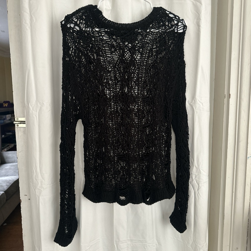 Black knit long sleeve top
